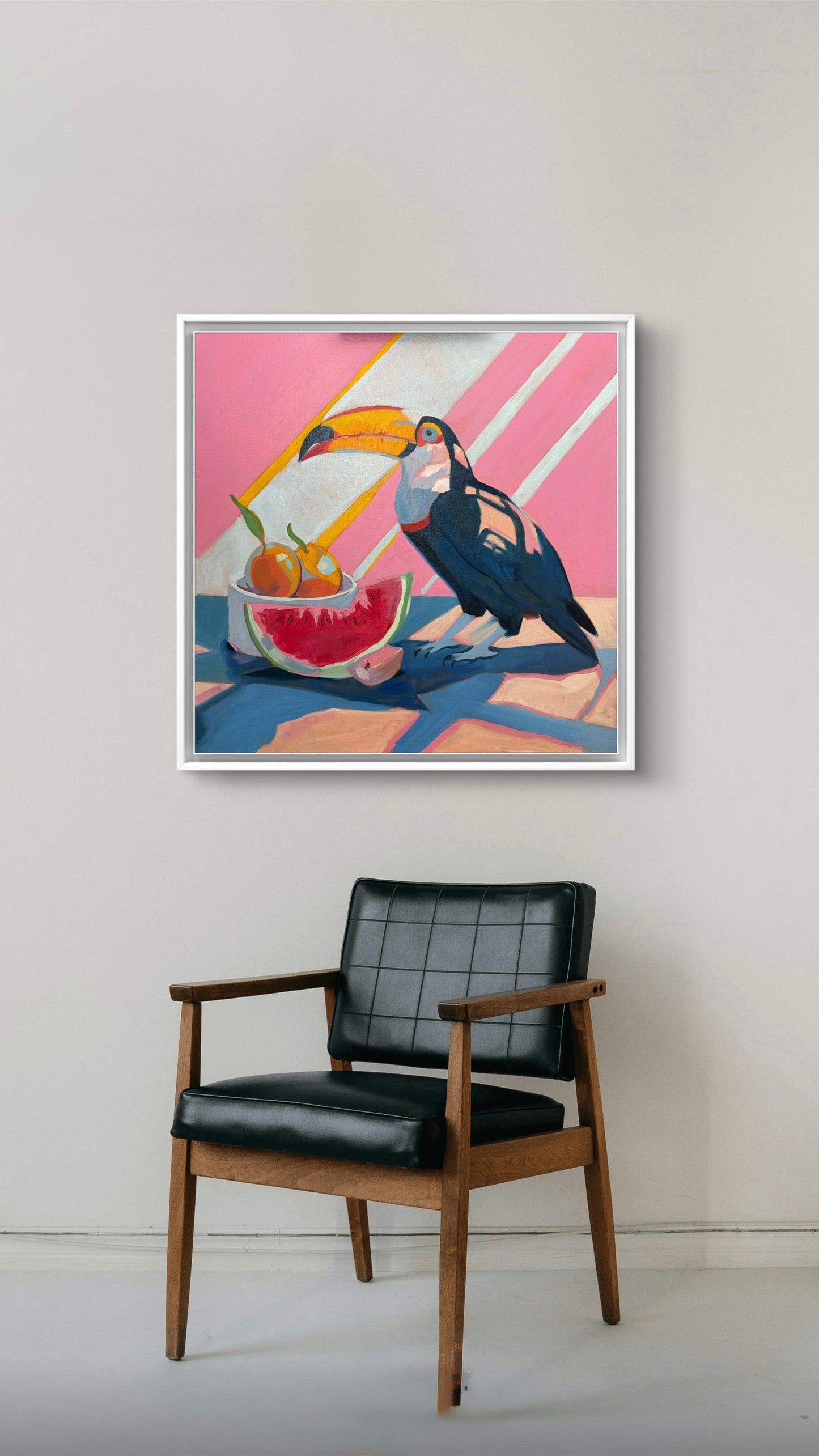 Toucan eating watermelon